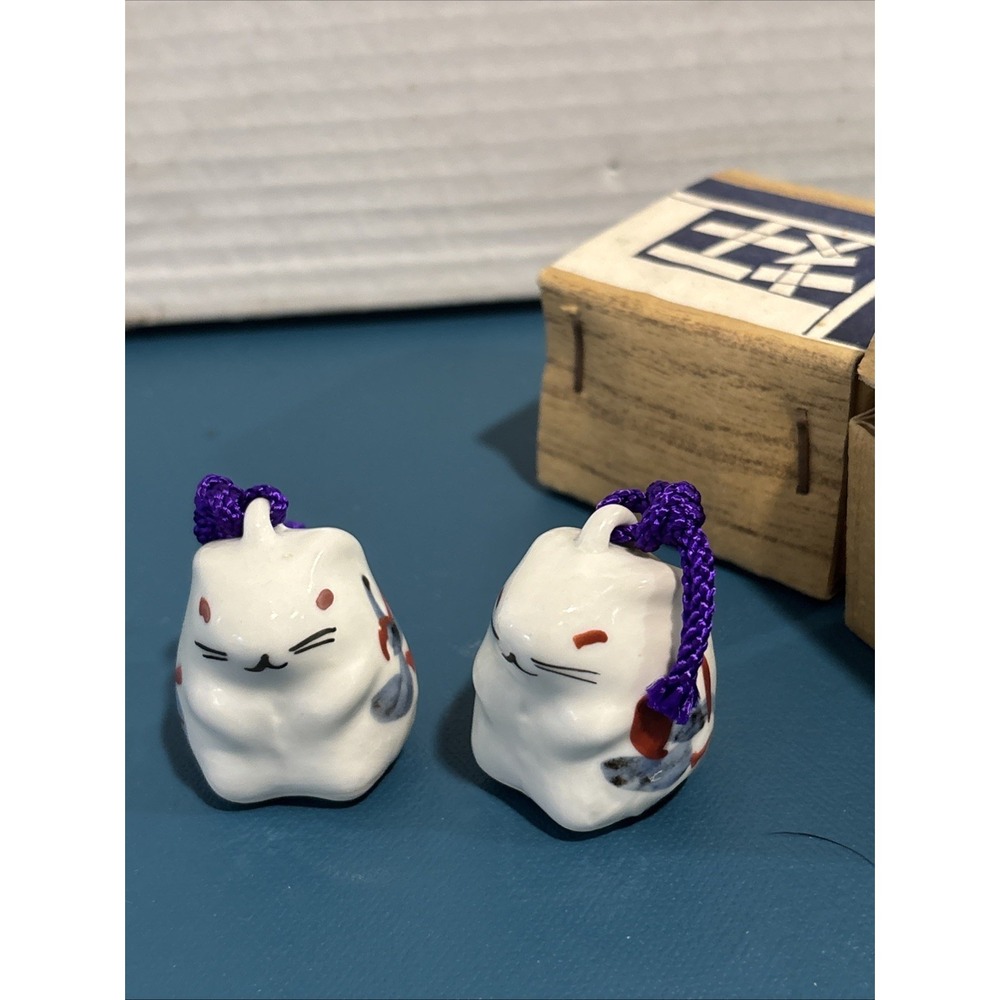 Set Of 2 Japanese Zodiac Clay Bells, Year Of The Rabbit
